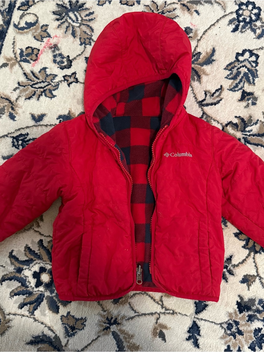 Columbia Red Hooded Reversible Puffer Jacket